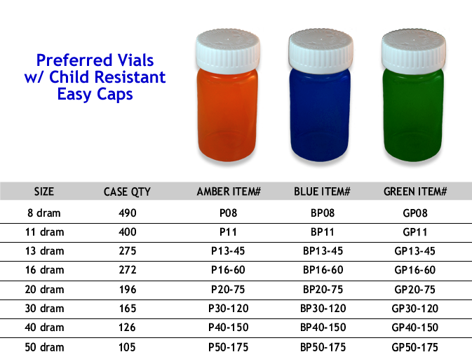 Vials - Prefer - 8 dram thru 50 dram