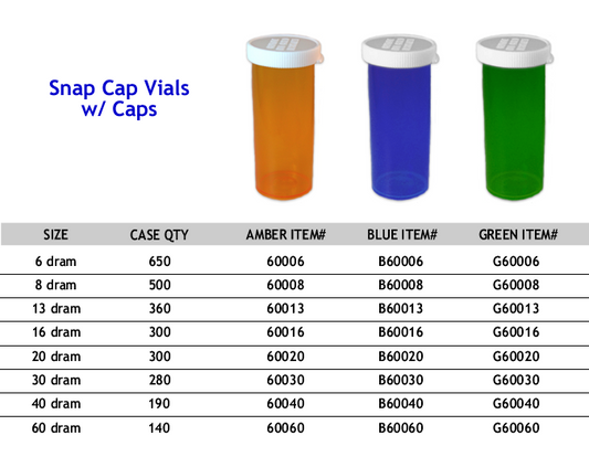 Vials - Snap Cap - 13 dram thru 60 dram