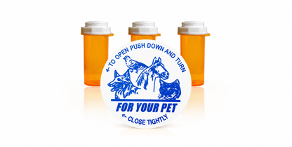 Vials - Thumb Tab w/ Rev Cap: 10 Dram thru 60 dram - optional Vet/Pet Logo Cap